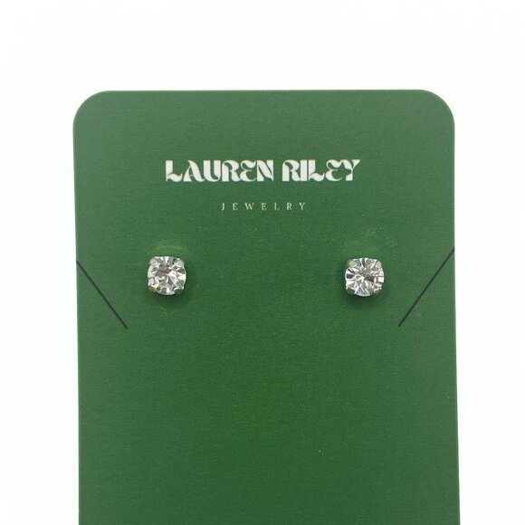 Handcrafted Preciosa Crystal Clear Stud Earrings - Silver Plated Nickel-Free - Picture 1 of 4